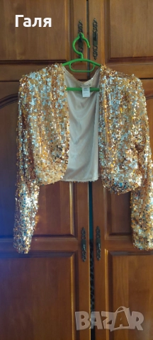 Златисто късо сако с пайети ANNA-KACI размер Л