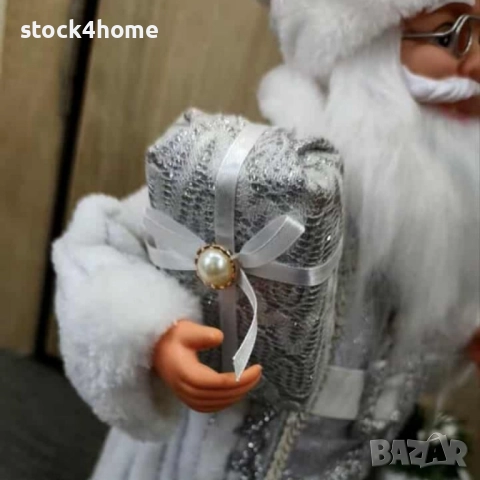 Коледна декоративна фигура Дядо Коледа в сребристи орнаменти, снимка 7 - Декорация за дома - 52525510