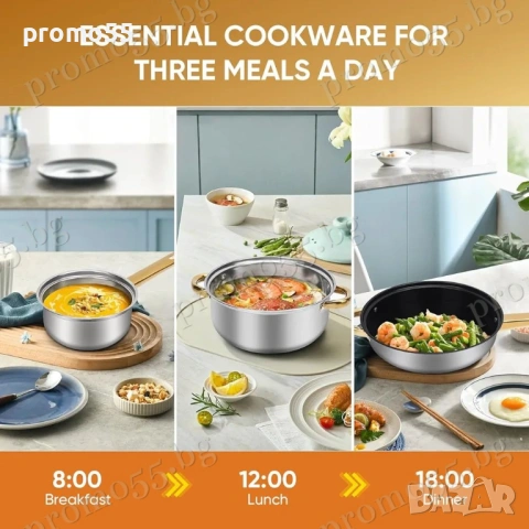 Комплект Тенджери за Готвене от 12 Части за Всички Видове Котлони, снимка 6 - Прибори за хранене, готвене и сервиране - 53868855