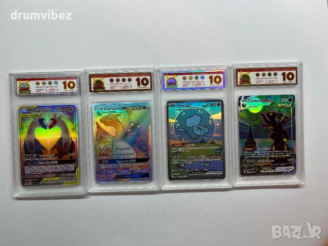 4 Pokemon Rare Cards:Latias&Latios GX,Charizard GX,Mew EX & Umbreon Vmax