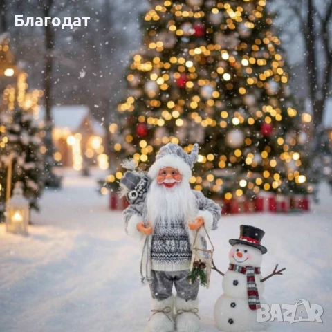 Декоративен Дядо Коледа в сиво – уют, топлина и празничен дух у дома (50 / 70 / 90 см), снимка 3 - Декорация за дома - 52402073