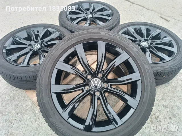 Лети джанти 18ки 5х112 VW + летни гуми 215/50/18 Bridgestone, снимка 1 - Гуми и джанти - 49091282