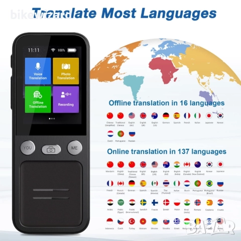 Преводач на 137 езика с гласов/фото превод, 2.4-инчов сензорен екран, поддържа Wi-Fi/Hotspot/офлайн , снимка 2 - Друга електроника - 51913819