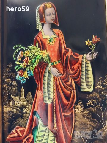 Прекрасна емайлова картина на Лимож (Limoge) перлен емайл, снимка 11 - Картини - 45794021