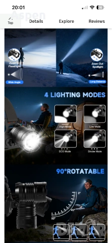 Мощен LED челник - ЧИСТО НОВ, снимка 11 - Къмпинг осветление - 53864967