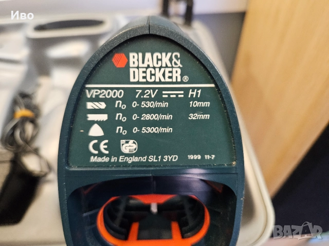 Бормашина, винтоверт, шлайф и зеге Black & Decker VP2000 Пълен комплект, работи отлично. Използван е, снимка 12 - Бормашини - 52452218