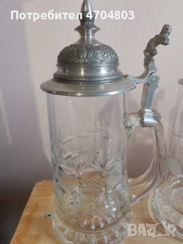 Колекция от 6 ретро немски халби за бира с капаци – Кристално стъкло