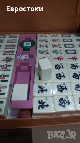 Комплект за маджонг LANYOTA, комплект за игра на китайски маджонг с куфар за носене, снимка 10 - Настолни игри - 45650831