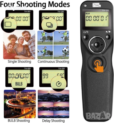 Безжично дистанционно управление и интерваломер  Pixel Timer TW-283/TW-283RX, снимка 6 - Чанти, стативи, аксесоари - 52668736