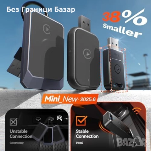 Нов Wireless CarPlay адаптер USB A/C – бързо авто-свързване, без кабели, снимка 2 - Друга електроника - 52273902