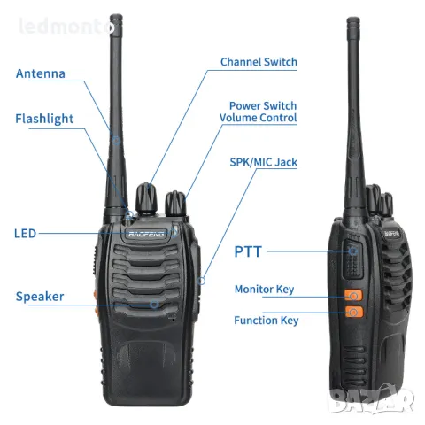2 броя Baofeng V2  радио станция уоки токи   радио, Използван за Лов, снимка 1 - Екипировка - 48999280