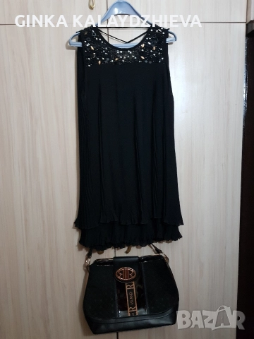 Черна вечерна рокля с чанта