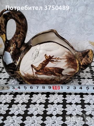 Декоративна порцеланова кашпа във формата на лебед, снимка 5 - Колекции - 53901631