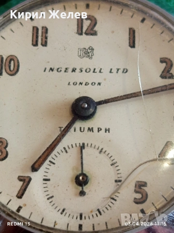 Джобен часовник INGERSOLL LONDON TRIUMPH рядък за КОЛЕКЦИЯ 54343, снимка 2 - Антикварни и старинни предмети - 54076139