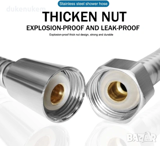 Гъвкав душ маркуч 3 м – противоусукващ, неръждаема стомана, снимка 6 - Смесители - 53229295