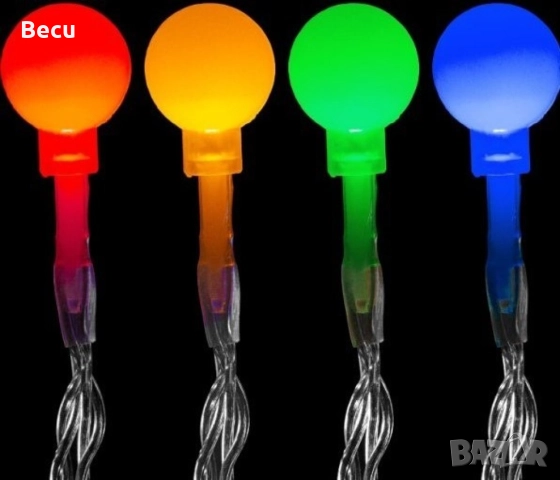 Соларно коледно LED осветление, 60 броя, 6 метра