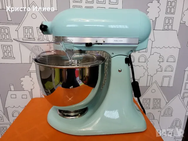 Кухненски робот Планетарен миксер KITCHENAID ARTISAN 5KSM175 син 4,8L, снимка 8 - Кухненски роботи - 49195542