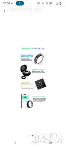 Мултифункционален интелигентен пръстен Fashion idealSTORE Bluetooth, Наблюдава сърдечен 16 мм, снимка 12 - Пръстени - 53778153