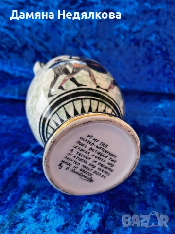 ръчно рисувана гръцка ваза 23см. , снимка 4 - Вази - 51799848