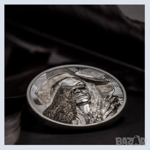 10 долара 2002 година Острови Кук 2 оз. сребърна монета Raven Witch , снимка 3 - Нумизматика и бонистика - 54060888