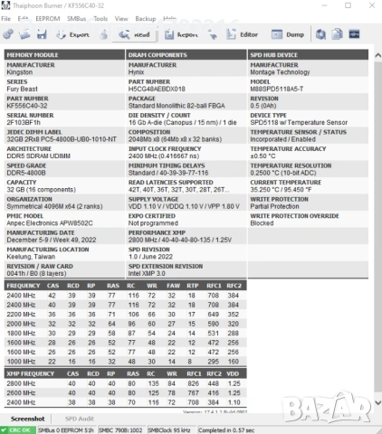 Kingston 2x32GB(64GB) DDR5 Hynix die-A 6000+ CL30 Гаранция, снимка 6 - RAM памет - 54224998