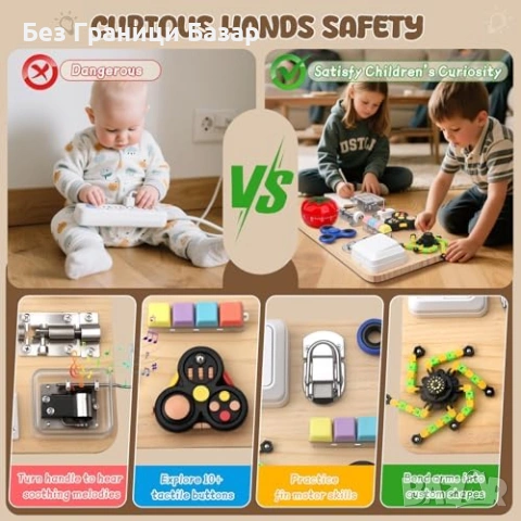 Нова Дървена Busy Board Монтесори Играчка за Фина Моторика деца игра, снимка 5 - Образователни игри - 53875857