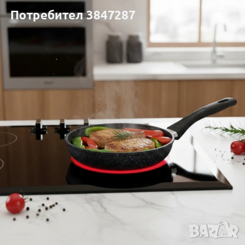 Комплект тигани Cheffinger с мраморно покритие – 3 части за всяка кухня - черен цвят