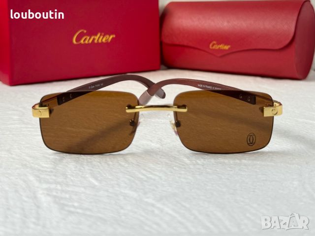 Cartier висок клас мъжки слънчеви очила с дървени дръжки, снимка 4 - Слънчеви и диоптрични очила - 45870838