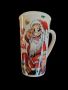 Коледна порцеланова чаша с гумен капак 15см височина. 🍵ВАРИАНТИ: картинка С еленче или с Дядо Коледа, снимка 1 - Чаши - 45674899