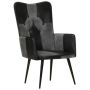 vidaXL Wingback стол, черно и сиво, естествена кожа(SKU:339662