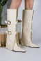 Ботуши на платформа - бежова кожа - KDK10 , снимка 2