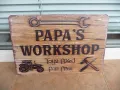 Метална табела надпис Работилницата на татко поправя играчки инструменти тарктор, снимка 1