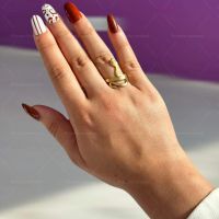 Хубав дамски златист пръстен тип змия от медицинска стомана, снимка 4 - Пръстени - 45709943