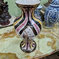 Уникална много красива антикварна колекционерска порцеланова белгийска ваза H.BEQUET , снимка 6 - Вази - 45234668
