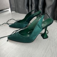 Дамски високи обувки с връзки в зелен цвят, 39 номер, снимка 7 - Дамски обувки на ток - 45567562