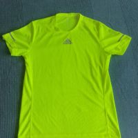 Жълта спортна тениска Adidas climalite (S) като нова 100 % полиестер, снимка 1 - Спортни дрехи, екипи - 45467874