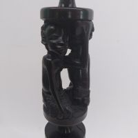 Винтидж африкански свещник, ръчна дърворезба, снимка 2 - Антикварни и старинни предмети - 45477125