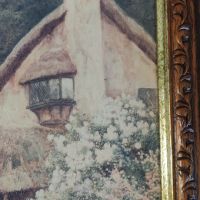 Стар прекрасен принт по известната картина „Cottage Garden“ British School - 19th на Strachan Artur , снимка 11 - Антикварни и старинни предмети - 45477362