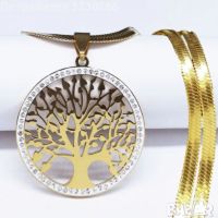 Модно Дървото на живота Колиета с кристали от неръждаема стомана , снимка 4 - Колиета, медальони, синджири - 45775334