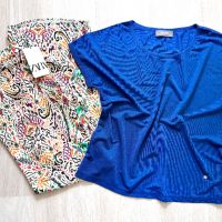 Нов цветен прекрасен панталон Zara & топ Mos Mosh в наситен син цвят , снимка 7 - Панталони - 45446207