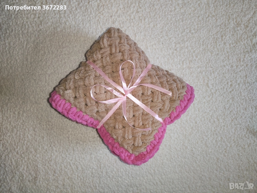 Ръчно плетено одеяло с кант, снимка 1