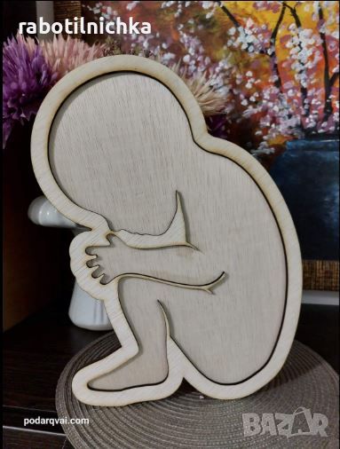 Заготовка - бебе /ембрион/ за декориране със скандинавски мъх, снимка 1