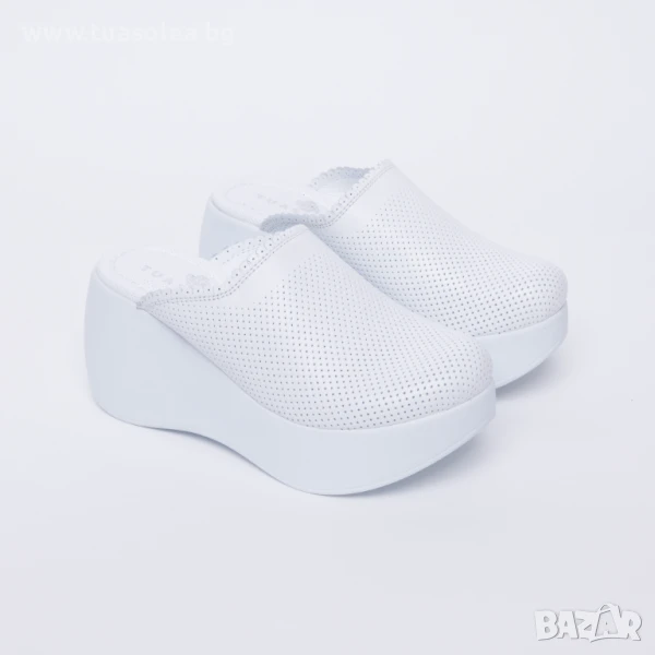 Дамско бяло анатомично сабо от естествена кожа | Марка Tuasolea, снимка 1