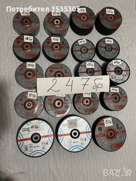 Дискове за рязане и шлайфане  на метал / дискове за флекс /Raider 247 бр, снимка 1