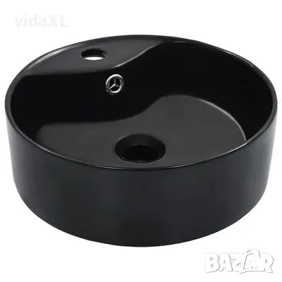 vidaXL Мивка с преливник, 36x13 см, керамична, черна(SKU:143912), снимка 1