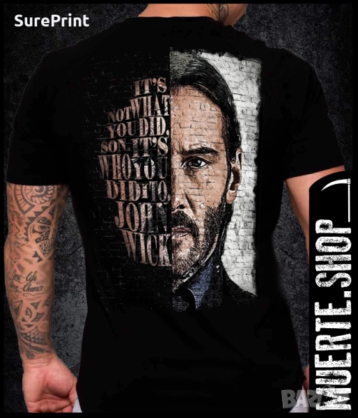 Черна тениска с щампа JOHN WICK WALLART, снимка 1