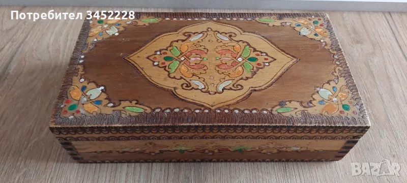 кутия дървена пирографирана , снимка 1