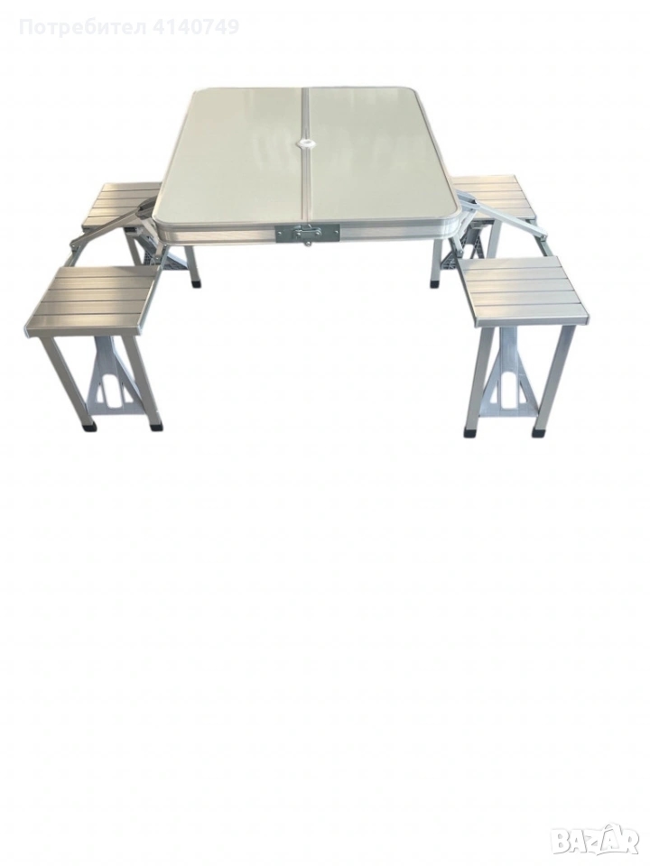 Комплект сгъваема маса с вградени 4 стола за къмпинг,риболов,пикник,туризъм, снимка 1
