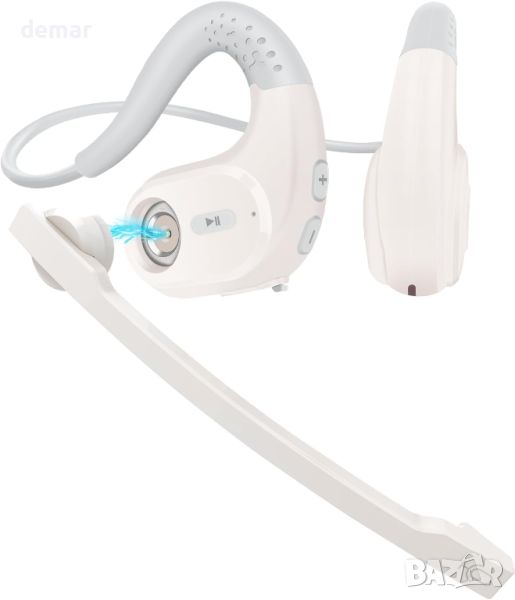 Слушалки Seflorgo Bluetooth 5.3 с отворено ухо със свалящ се магнитен шумопотискащ микрофон, бежови, снимка 1