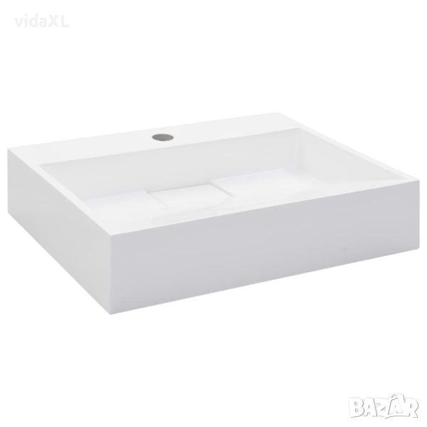 vidaXL Мивка, 50x38x13 см, минерална/мраморна отливка, бяла(SKU:144063, снимка 1